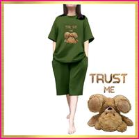 Gambar setelan wanita JUMBO celana kulot -( xl fit XXL - 3XL - 4XL )bear trust me Karet Sablon Baju - hitam, XL fit XXL dari YUVIN99 undefined 5 Tokopedia