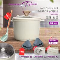 Gambar [NABUNG 7 NOV] [24CM CREAM] Tifale Xora Stockpot 6L 24cm –  Panci Gentong Granite Anti Lengket dengan Tutup Kaca dari Tifale Official Store undefined 1 Tokopedia