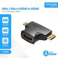 Gambar VENTION AGFB0 Converter 2 in 1 Mini HDMI / Micro HDMI Male to HDMI Female 1080P 60Hz HD Konverter Adaptor Adapter dari ghanya undefined 1 Tokopedia