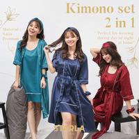 Gambar Piyama Baju Tidur 2in1 Dress Kimono Wanita Saten Dewasa Maia Starla - Setelan, Dress, Kimono - Tosqa, M dari Jaya Hebat undefined 1 Tokopedia