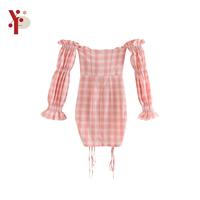Gambar Yoona DR355 Dress Mini Korean Style Gaun Pendek Casual Wanita Midi Panjang Motif Salur Kotak Sabrina Santai Tartan Tunik Katun Baju - PINK, L dari yoona.fashion undefined 1 Tokopedia