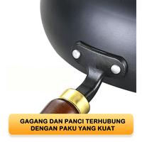 Gambar [MALL DAY BABYOLIV] TEXANIA Panci Besi Non-Coating Sehat Multifungsi Anti Lengket Tahan Lama Mudah Dibersihkan Gagang Kayu Dengan Tutup Kaca Tebal Diameter 24cm Kitchenware dari Texania house ware store undefined 3 Tokopedia