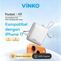 Gambar VINKO V9 Mini Powerbank 10000mAh 22.5W Fast Charging Power bank With USB-C/Lightning Cable for Android/iPhone Biru Merah Putih - White, 10.000mAh dari Vinko Indonesia undefined 1 Tokopedia