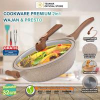 Gambar TEXANIA Wajan Presto Jumbo Premium 2in1 Wajan Batu Medis Anti Lengket Bisa Untuk Presto Diameter 32cm Bahan Alumunium Alloy 3003 Free Spatula Silicone - Capitan Stainless dan Obeng Kitchenware - READY dari Texania house ware store undefined 1 Tokopedia