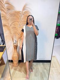 Gambar Rarestore Collection Dress Panjang Selutut Busui Motif Kekinian Wanita Casual Baju Gaun Simple Midi Daster Pendek Kombinasi Transparan Kain Katun Rayon Tipis Tangan Pendek Tidur Santai Ibu Garis Polkadot Gaun Malam - Raflesia Pink, Allsize dari RereStoreCollection undefined 4 Tokopedia
