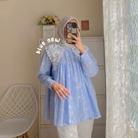 Gambar ZAARA BLOUSE / blouse motif / blouse renda / blouse vintage - Zaara blue, M dari pretties undefined 5 Tokopedia