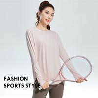 Gambar Baju Atasan Olahraga Wanita Lengan Panjang Model Longgar Jumbo Oversize Bagian Bawah Oval Untuk Tenis Badminton Running Yoga Zumba YL112 - Black, S dari Lulu Lemon Shop undefined 5 Tokopedia