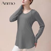 Gambar ANMO-Hoodie lengan panjang baju fitness longgar yang membuat terlihat langsing, atasan olahraga modis, baju yoga. - BLUE, M dari Anmo Yoga undefined 3 Tokopedia