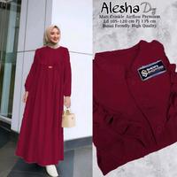 Gambar tokomorena - baju grosir seragam gamis ibu2 pengajian. gamis ibu ibu burgundy. gamis kondangan simpel mewah - denim, L dari tokomorena undefined 5 Tokopedia