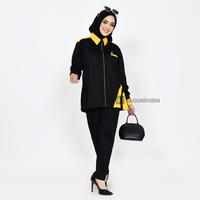 Gambar Baju Seragam Kantor/Atasan Batik Wanita/Seragam Batik Wanita/Batik Kombinasi/Kemeja Atasan/Batik Wanita Murah/Seragam Kerja Wanita/ Panjang Blazer Katun Setelan - Hitam Kuning, S dari RAOUNIFORM undefined 5 Tokopedia