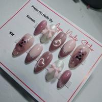 Gambar Press on nails Kuku Palsu pink cute cat eye beruang Free Toolkits - XS dari Ayu Nails Studio undefined 4 Tokopedia