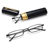Gambar Elegant Portable Mini Reading Glasses Metal Frame Pen Box Ultra-thin Men Women Reading Glasses Presbyopia Eyeglasses With Box - gold, +350 dari Shibano undefined 5 Tokopedia