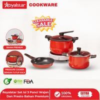 Gambar Royalstar Set Isi 3 Panci + Wajan + Presto Tahan Karat Serbaguna Set Peralatan Masak Multifungsi Dengan Gagang Dan Tutup Kitchenware - Biru Muda dari Royalstar Indonesia undefined 1 Tokopedia