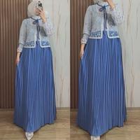 Gambar Elysaa Dress Plisker Premium - Dress Lebaran Simple - Dress Lebaran Elegant - Soft Grey dari Glamsco.id undefined 1 Tokopedia