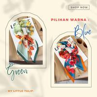 Gambar Syal Silk Square 70x70 / Syal Leher Cewek Syal Mini Aksesoris Tas 70cm - Blue dari MY LITTLE TULIP undefined 5 Tokopedia