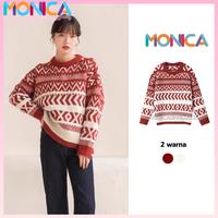 Gambar Monica Sweater 90S Vintage Pola Geometris Sederhana Christmas Sweater Premium Longgar Merah Putih dari RideRelics2 undefined 1 Tokopedia