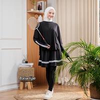 Gambar Set olahraga syar'i jumbo Stella Setelan Baju Olahraga Muslim Rok Baju Atasan Gym Lari Sepeda HIjab - Black dari talisastore undefined 3 Tokopedia