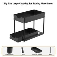 Gambar Rak Dapur Bawah Wastafel Lemari Dapur Cuci Piring Rak Persegi Bertingkat Untuk Penyimpanan - Black dari Pure.live undefined 3 Tokopedia