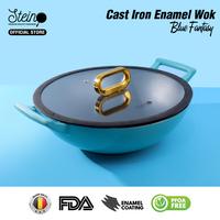 Gambar STEIN Cast Iron Wok| Inner Coating Enamel Belgium | Non-Stick - Blue Fantasy dari Steincookware Official Store undefined 1 Tokopedia