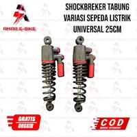 Gambar Shock Belakang Tabung Variasi Sepeda Listrik Ukuran 23CM Merah Hitam Outdoor - 2 pcs   kanan kiri merah hitam dari AMAR E-BIKE undefined 1 Tokopedia