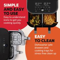 Gambar Instant Pot - Vortex Plus Dual Black Air Fryer - Large 7.6L, Family Size - Twin, Double 3.7L Baskets, Clear Window, Food Dehydrator, Grill, Bake, Roast, Reheat, Non-Stick, Easy Clean, Dishwasher Safe dari PenPower undefined 2 Tokopedia