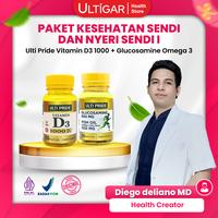 Gambar PAKET KESEHATAN SENDI DAN NYERI SENDI I : ULTIPRIDE GLUCOSAMINE OMEGA + ULTIPRIDE VITAMIN D3 1000  ( SPESIAL LIVE DIEGO DELIANO # 14 ) - Isi 30 dari Ultigar Health Store_NEW undefined 1 Tokopedia