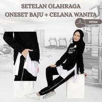 Gambar Rumah Maris Setelan Baju Olahraga Wanita Muslimah Alena-Set One Set Sporty Running Celana Panjang Atasan Tunik Kaos Top Dewasa Kualitas Premium - HITAM, M / SMALL (45-55 KG) dari Rumah Maris undefined 5 Tokopedia