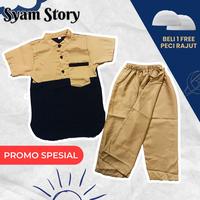 Gambar Setelan Koko Anak Kombinasi Baju Muslim Koko Anak Laki laki One Set Koko Sarung Celana Anak 2-10 Tahun Lembut - Hitam-Abu, 6 Tahun dari SYAM STORY_NEW undefined 1 Tokopedia