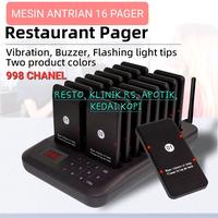 Gambar restoran pager wireless calling sistem mesin pemanggil nomor antrian makanan minuman resto kafe kedai kopi food court pasien klinik RS alarm bel tanda panggilan antrian makanan minuman obat apotik - CTP301 16 PAGER dari KJ aksesoris elektronik undefined 1 Tokopedia