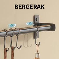 Gambar Gantungan panci Dinding Kitchen bar Stainlesss Steel Rak Dapur Single double gantungan rak Kitchen set Hook dapur Gantungan alat dapur Serbaguna kait kamar mandi  Gantungan Baju/Tas/Topi 50cm/80cm/100cm - Putih-2 Bar（80CM） dari Motido undefined 5 Tokopedia