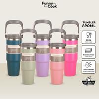 Gambar [YOURIDEALHOME] Funnycook Tumbler 890ml Stainless Steel Tahan Panas dan Dingin Vacuum Botol Minum SUS 304 Dengan handle Kokoh Kitchenware - Blue dari Funnycook.Indonesia undefined 1 Tokopedia