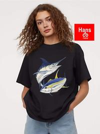 Gambar Kaos Pria Premium Motif Ikan Dan Marlin 3Dimensi Animasi Tshirt Oblong Laki H0536 By hans & co Katun - hitam, S dari Hans & co undefined 3 Tokopedia