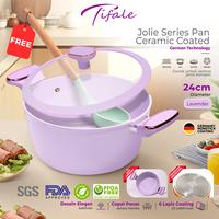 Gambar Tifale Aesthetic Jolie Pan Lavender Casserole 24 cm Ceramic coated  Premium Casserole Wajan Panci Penggorengan Granite Marble Anti Lengket Non-Stick - CASSEROLE 24CM - LAVENDER dari tifale.id undefined 1 Tokopedia