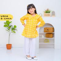 Gambar Baju Atasan Hem Kemeja Batik Anak Perempuan Lengan Panjang Cewek Kuning Usia 5-14 tahun - 5-6 th dari Kidkid Batik undefined 3 Tokopedia