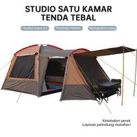 Gambar Tenda Kemah 2 Kamar Anti Angin-Hujan-Nyamuk, Double Layer & Kanopi Besar - khaki dari 1mountainhiker undefined 1 Tokopedia