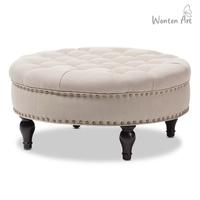 Gambar Stool Sofa Bench Bulat Kaki Kayu Jati - III Modern Cocktail Wonten Art Puff - 50 CM dari Wonten Art undefined 2 Tokopedia
