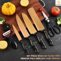 Gambar TEXANIA Paket Kombo Spescial Wajan Casserole Coklat Anti Lengket Allumunium Alloy 26cm - Set Pisau Gold isi 7pcs BONUS Spatula Silikon dan Obeng Kitchenware dari Texania house ware store undefined 3 Tokopedia