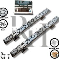 Gambar 2 pcs gagang + body kunci handle pintu rumah minimalis motif batu alam,tulang daun bahan stainless anti karat model slim - handle pintu rumah mewah - handle pintu - Batu alam, 35cm (2gagang+kunci) dari Raya handle undefined 3 Tokopedia