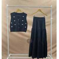 Gambar Haseena One Set Wanita Kalila Setelan Outer Rompi Pita Nazeera Rok Polos Susun Tiga | Oneset Vest Luaran Daily Basic Ribbon Skirt Ala Korea Bawahan Panjang Muslim Standart Jumbo - Hitam-Biru dari Haseena.Store undefined 3 Tokopedia