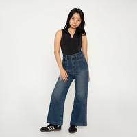 Gambar YEONJI 2006 Sora Highwaist Cullote Jeans Navy Blue Celana Panjang Jeans Wanita Loose Kulot Jeans untuk Petite HW Boyfriend Baggy Kulot Biru Denim Culotte Korea Material Premium Nyaman Petite Size S-XXL Cutbray - S dari YEONJI JEANS undefined 4 Tokopedia