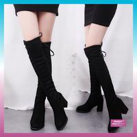 Gambar PINKEY P032 Sepatu Boots Panjang Selutut untuk Musim Dingin Wanita dengan Hak 7cm Shoes - Hitam, 36 dari Pinkey undefined 1 Tokopedia
