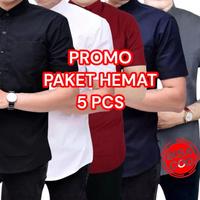 Gambar PAKET HEMAT 5 PCS KEMEJA COWOK LENGAN PENDEK SLIMFIT PRIA POLOS CASUAL KEMEJA FORMAL Baju Kancing Katun Kerah Variasi Santai Simple Maroon Panjang Hitam kasual White Putih Kerja - 5 pcs abu, L dari Nianforr undefined 1 Tokopedia