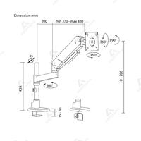 Gambar Oximus PA115 Bracket Meja DeskMount LifeMax Heavy-Duty Counterbalance Gas spring Pole-Mounted Monitor Single Arm Metal Construction Quick-Release Joints - PA115 Hitam dari Abditama Official undefined 2 Tokopedia