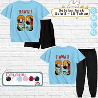 Gambar Setelan Baju Anak Unisex Ukuran S-XL Motif HAWAI 89 Hitam - Biru, Pendek, M (7-8 Tahun) dari supplier bajuanak undefined 3 Tokopedia