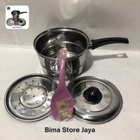 Gambar Panci Susu / Kukus steamer 16cm Tutup stainles Free centong nasi Kitchenware dandang mini kukusan serbaguna bakso - -, - dari Bima Store Jaya undefined 2 Tokopedia