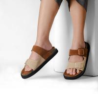Gambar Pamole - Sandal Wanita Kekinian Sendal Wanita Sandal Flat Wanita - Izara Series Selop Cewek - Coklat Cream, 36 dari Pamole_NEW undefined 3 Tokopedia