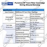 Gambar Puretrex PP Yarn Filter Cartridge String Wound Benang 20 Inch 1, 5, 10, 25, 50, 100 Micron - 100 Micron dari Choice Hardware undefined 3 Tokopedia