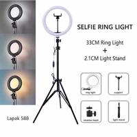 Gambar PREMIUM PAKET RING LIGHT 33 CM PLUS TRIPOD 2 METER L-3121 (210cm) lampu 33cm Photography Lighting ringlight  untuk konten Kuning Led Ponsel  Putih  Telepon  Holder  Aksesoris tanpa Remote Kamera Camera Handphone - RL 33CM+TRIPOD 2M dari Sora Jaring Magic undefined 5 Tokopedia
