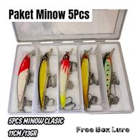Gambar 5PCS PAKET UMPAN PANCING LURE CASTING MINOW CLASSIC FLOATING 11CM/13GR FREE BOX LURE dari andi.one1 undefined 1 Tokopedia