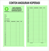 Gambar Cetak KArtu Angsuran Mingguan bulanan harian bahan BC cetak 1 sisi CUstom Nama Koperasi / lembaga ISI 12 PCS - 1 SISI dari AW DIGITAL PRINTING PBG undefined 5 Tokopedia